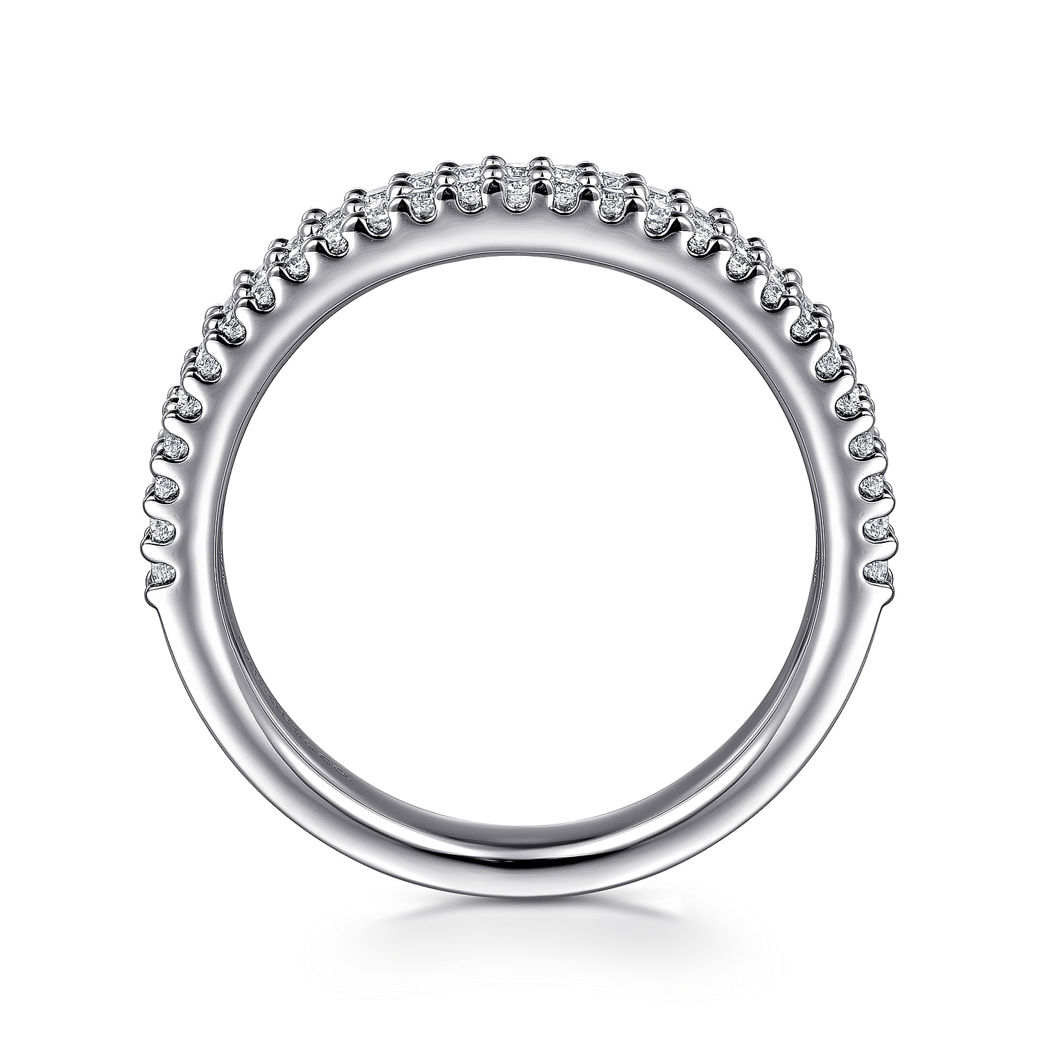 Fancy Wedding Ring in 14k White Gold with Round Natural Diamond at Gabriel & Co. - Shot 2