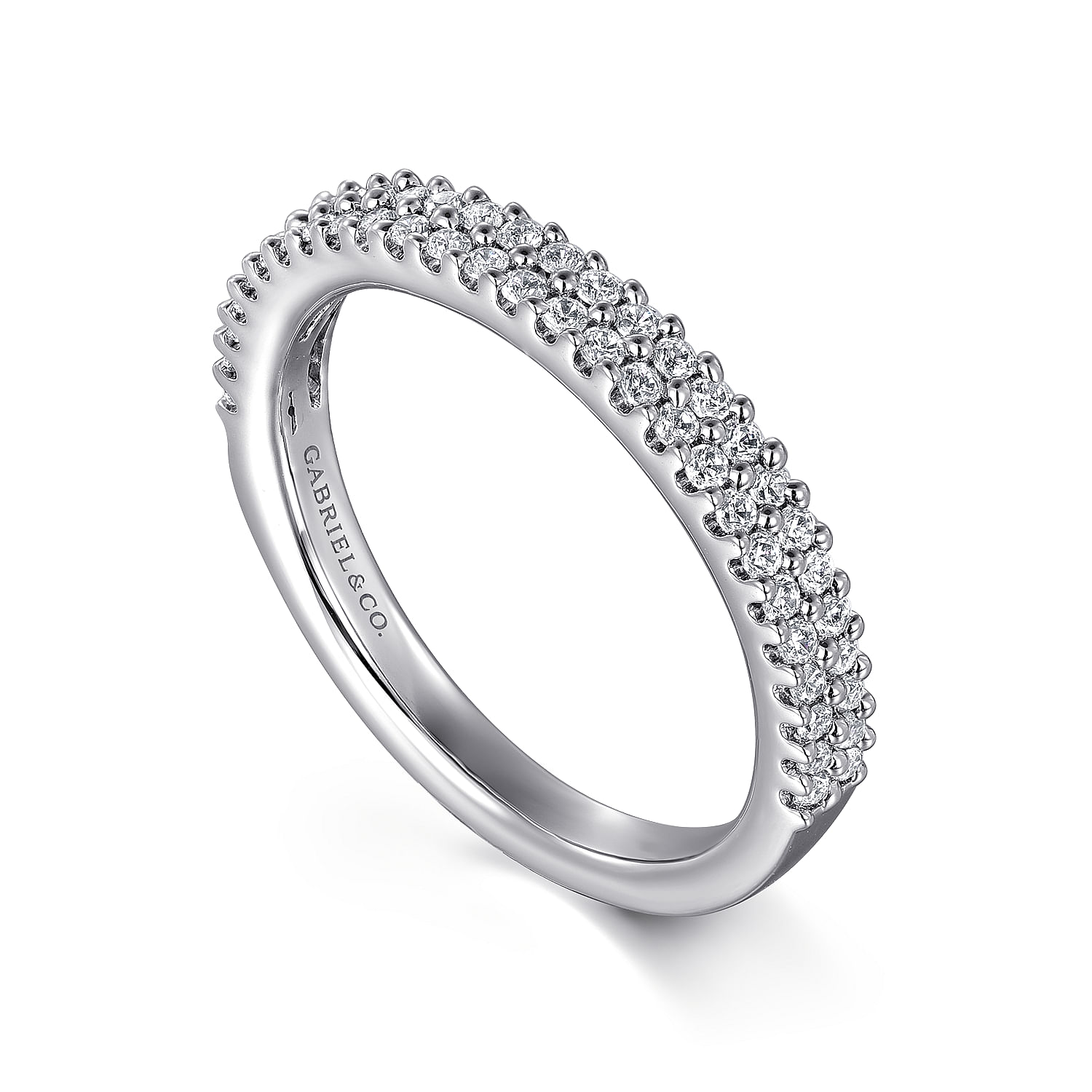 Fancy Wedding Ring in 14k White Gold with Round Natural Diamond at Gabriel & Co. - Shot 3