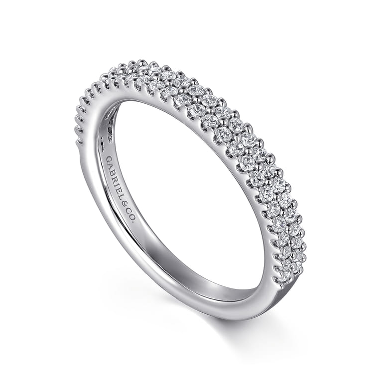 Fancy Wedding Ring in 14k White Gold with Round Natural Diamond at Gabriel & Co. - Shot 3