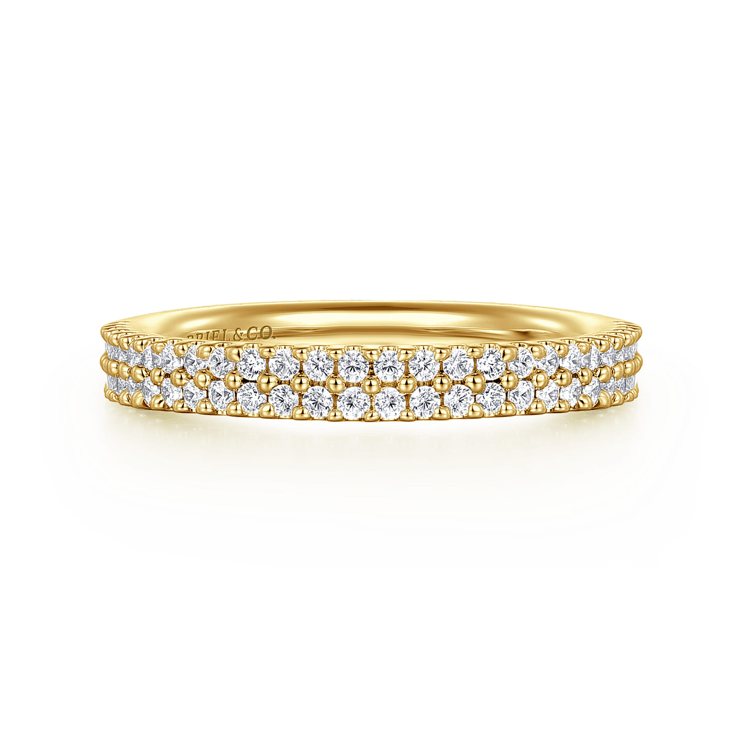 Straight Wedding Ring in 14k Yellow Gold with Round Natural Diamond at Gabriel & Co. - Shot 1