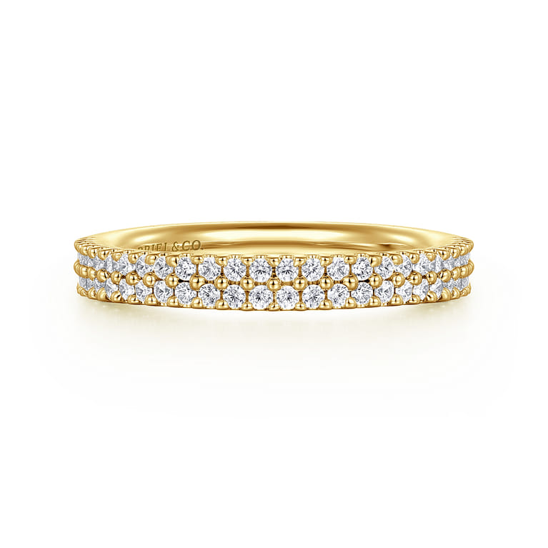 Straight Wedding Ring in 14k Yellow Gold with Round Natural Diamond at Gabriel & Co. - Shot 1