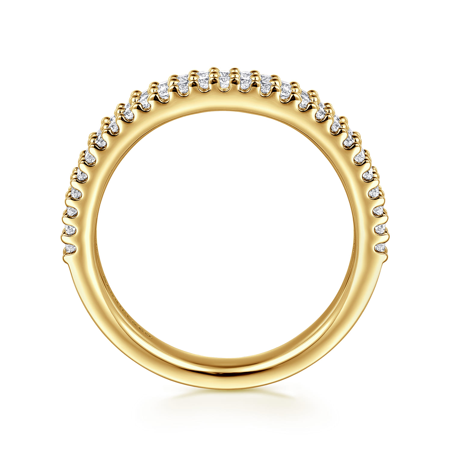 Straight Wedding Ring in 14k Yellow Gold with Round Natural Diamond at Gabriel & Co. - Shot 2