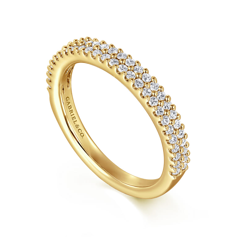 Straight Wedding Ring in 14k Yellow Gold with Round Natural Diamond at Gabriel & Co. - Shot 3