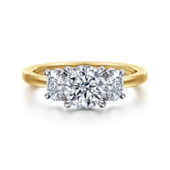 Thalina - 14K White-Yellow Gold Round Three Stone Diamond Engagement Ring