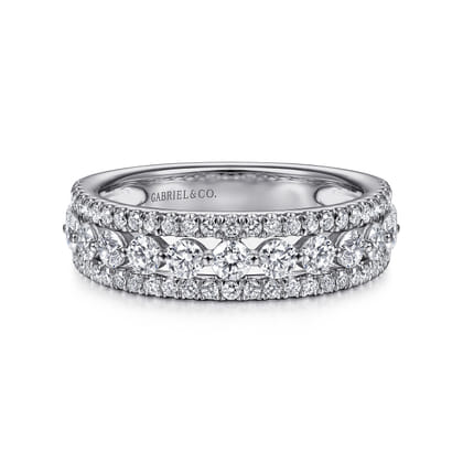 Thebe - Wide 14K White Gold Diamond Anniversary Band