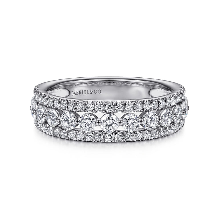 Fancy Wedding Ring in 14k White Gold with Round Natural Diamond at Gabriel & Co. - Shot 1