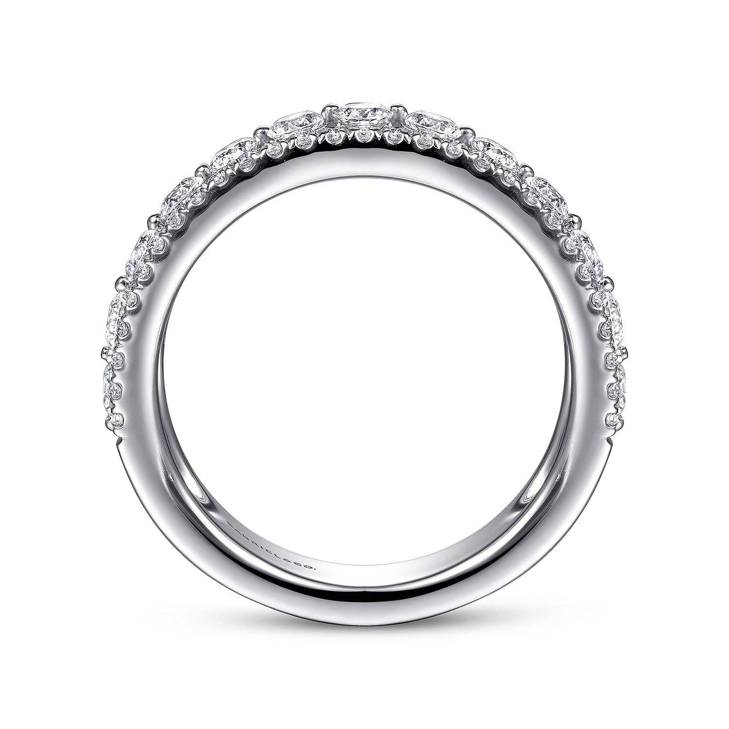 Fancy Wedding Ring in 14k White Gold with Round Natural Diamond at Gabriel & Co. - Shot 2