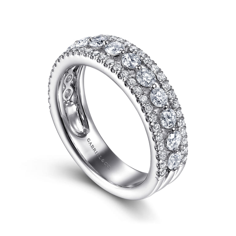 Fancy Wedding Ring in 14k White Gold with Round Natural Diamond at Gabriel & Co. - Shot 3