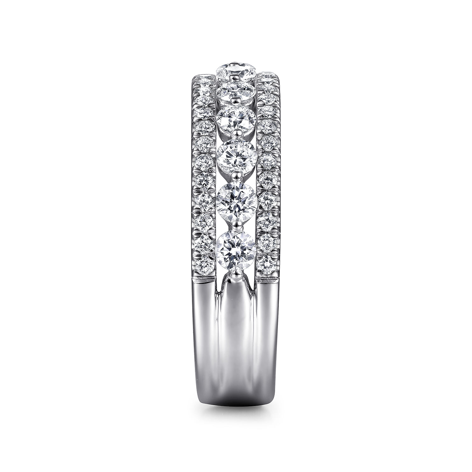 Fancy Wedding Ring in 14k White Gold with Round Natural Diamond at Gabriel & Co. - Shot 4