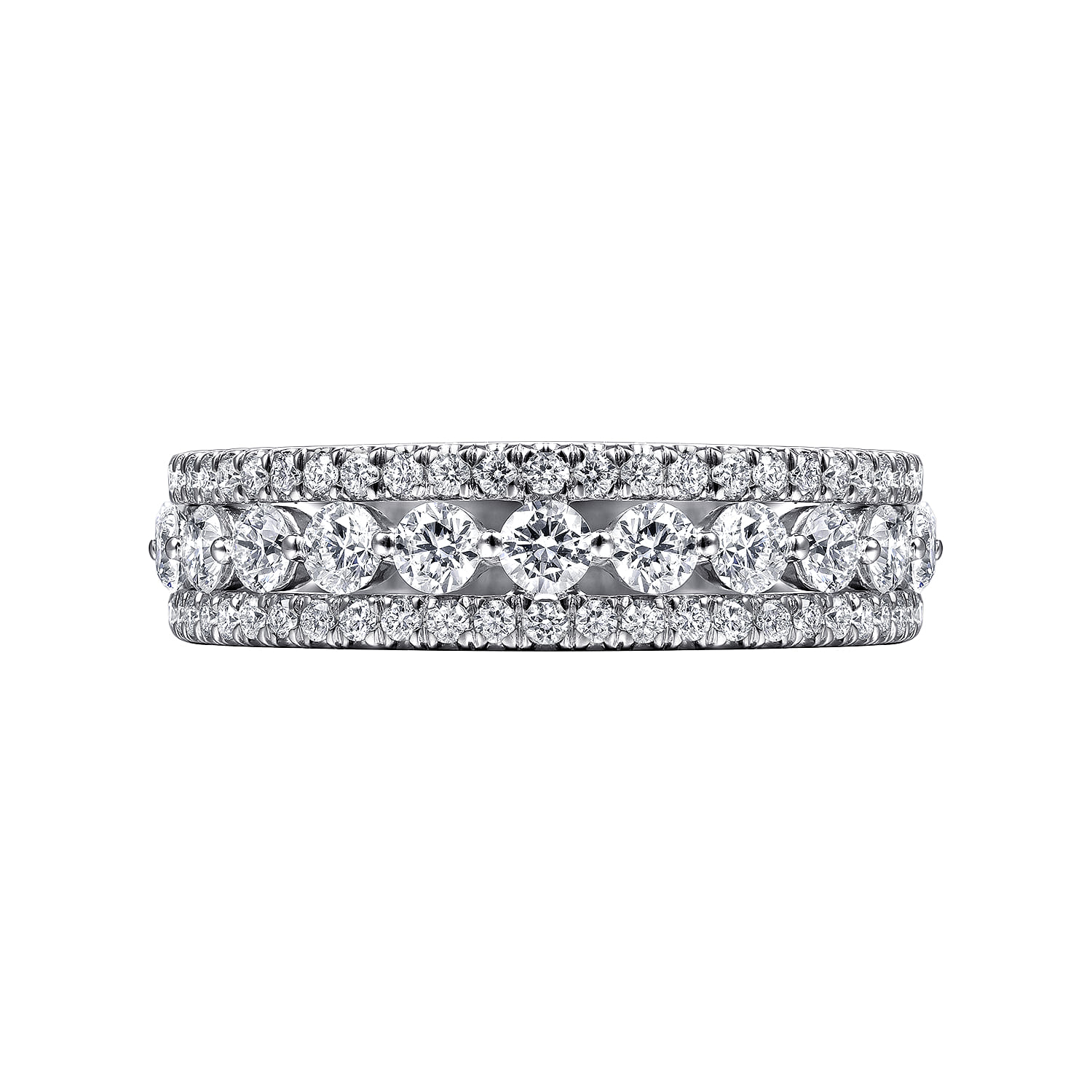 Fancy Wedding Ring in 14k White Gold with Round Natural Diamond at Gabriel & Co. - Shot 6