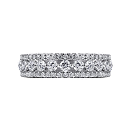 Thebe - Wide 14K White Gold Diamond Anniversary Band