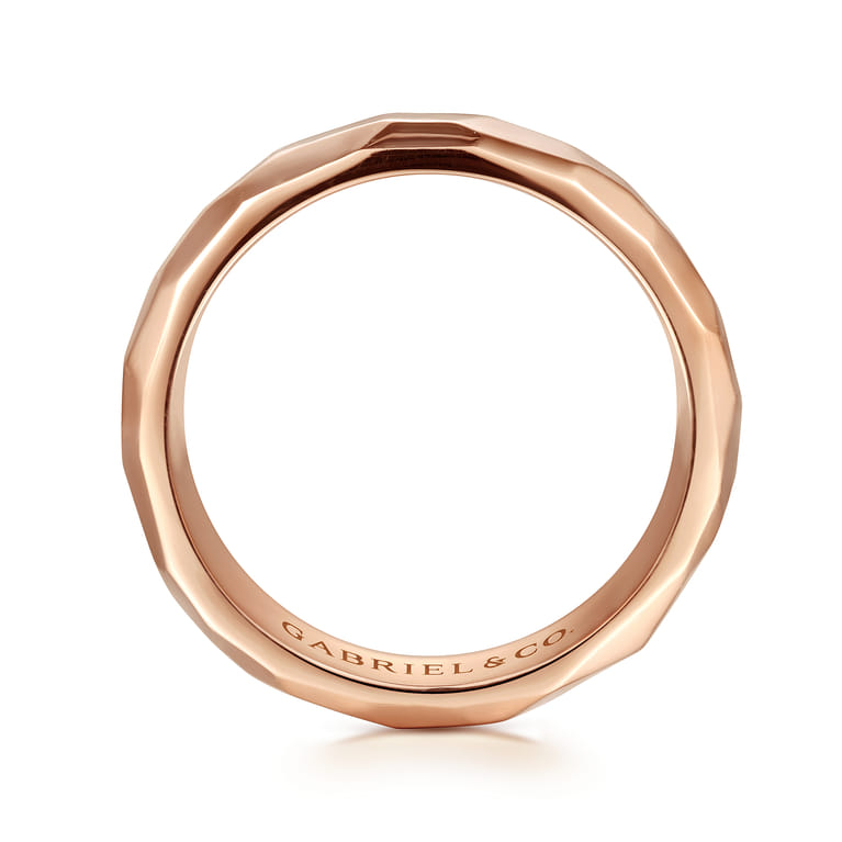Theo - 14K Rose Gold 7mm Mens Wedding Band in High Polished Finish - Shot 2