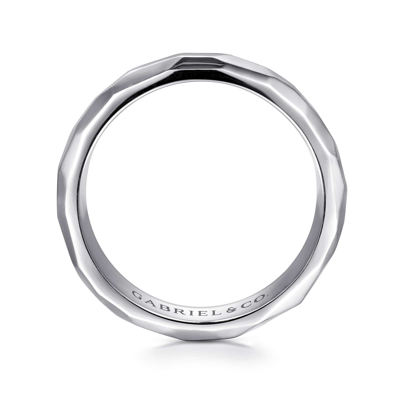 Theo - 14K White Gold 7mm Mens Wedding Band in High Polished Finish - Shot 2
