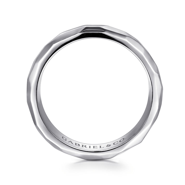 Theo - 14K White Gold 7mm Mens Wedding Band in High Polished Finish - Shot 2