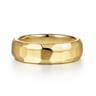 Theo - 14K Yellow Gold 7mm - Hammered Men's Wedding Band in High Polished Finish