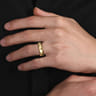 Theo - 14K Yellow Gold 7mm - Hammered Men's Wedding Band in High Polished Finish