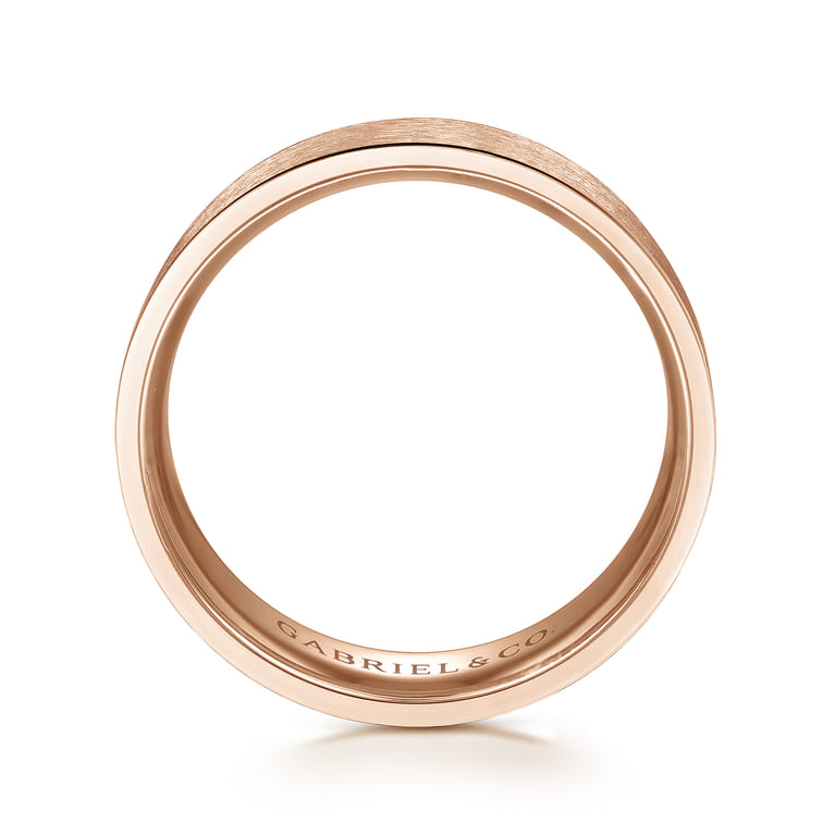 Theodore - 14K Rose Gold 6mm - Men's Wedding Band in Horizontal Brush Finish - Shot 2