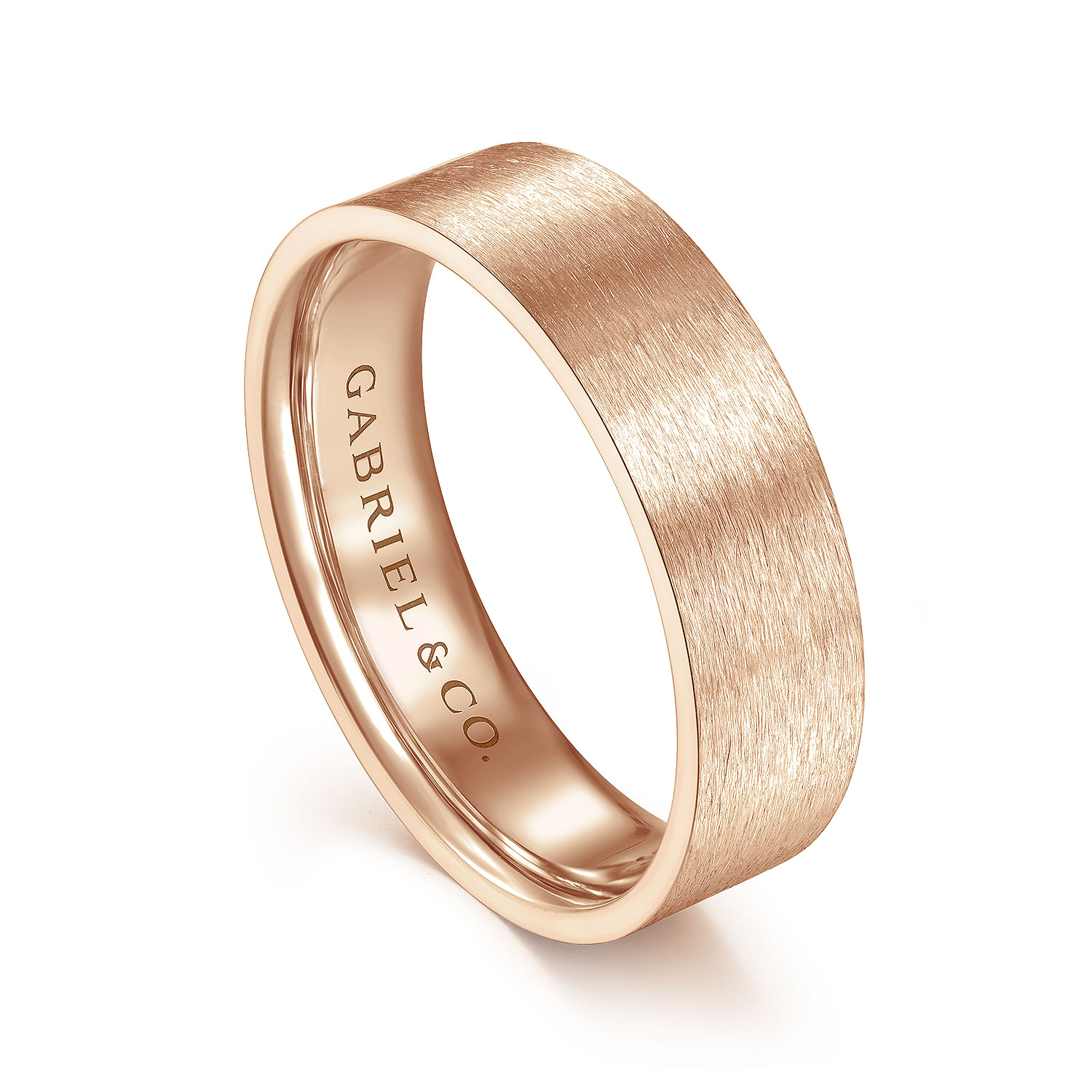 Theodore - 14K Rose Gold 6mm - Men's Wedding Band in Horizontal Brush Finish