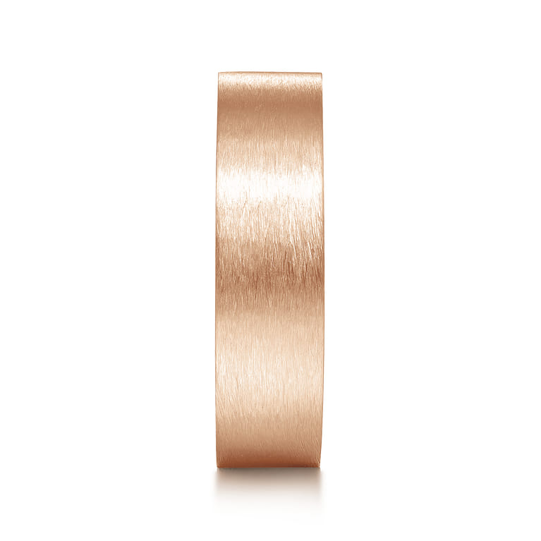 Theodore - 14K Rose Gold 6mm - Men's Wedding Band in Horizontal Brush Finish - Shot 4