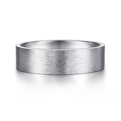 Theodore - 14K White Gold 6mm - Men's Wedding Band in Horizontal Brush Finish