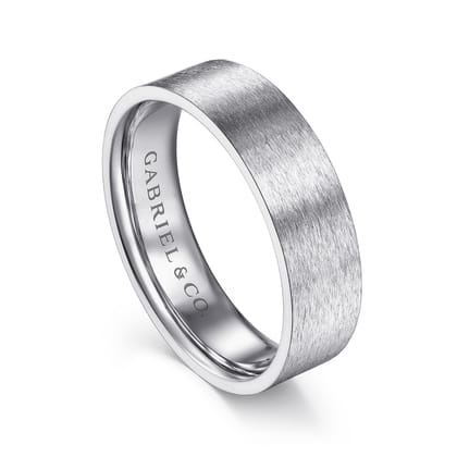 Theodore - 14K White Gold 6mm - Men's Wedding Band in Horizontal Brush Finish