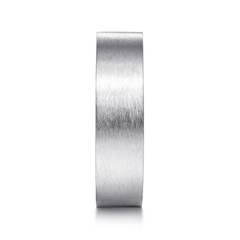 Theodore - 14K White Gold 6mm - Men's Wedding Band in Horizontal Brush Finish - Shot 4