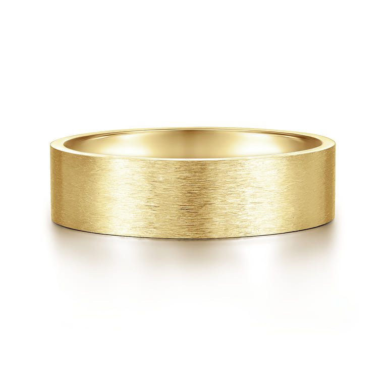 Theodore - 14K Yellow Gold 6mm - Men's Wedding Band in Horizontal Brush Finish - Shot 1