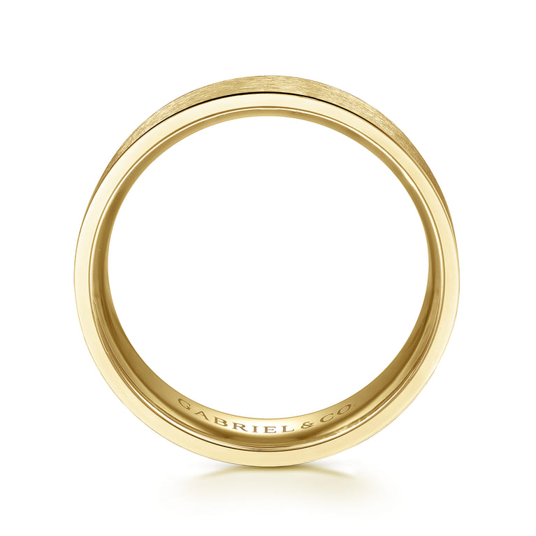 Theodore - 14K Yellow Gold 6mm - Men's Wedding Band in Horizontal Brush Finish - Shot 2