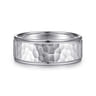 Thomas - 14K White Gold 8mm - Hammered Men's Wedding Band