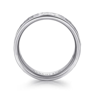 Thomas - 14K White Gold 8mm - Hammered Men's Wedding Band