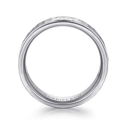 Thomas - 14K White Gold 8mm - Hammered Men's Wedding Band