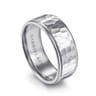 Thomas - 14K White Gold 8mm - Hammered Men's Wedding Band