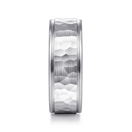 Thomas - 14K White Gold 8mm - Hammered Men's Wedding Band