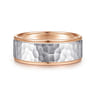 Thomas - 14K White-Rose Gold 8mm - Hammered Men's Wedding Band