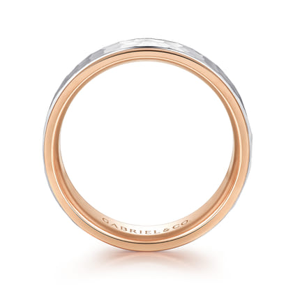 Thomas - 14K White-Rose Gold 8mm - Hammered Men's Wedding Band