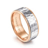 Thomas - 14K White-Rose Gold 8mm - Hammered Men's Wedding Band