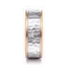 Thomas - 14K White-Rose Gold 8mm - Hammered Men's Wedding Band