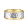 Thomas - 14K White-Yellow Gold 8mm - Hammered Men's Wedding Band