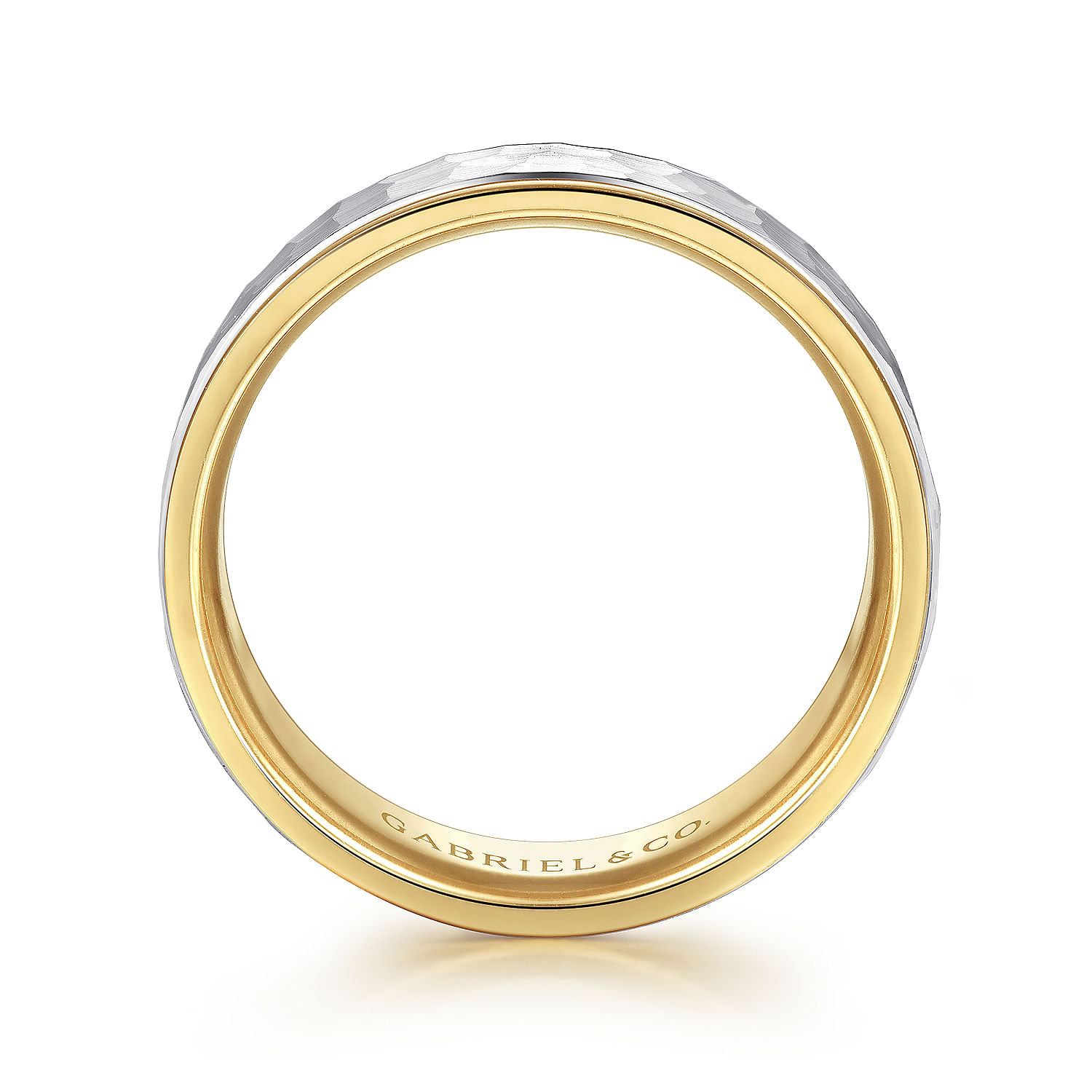 Thomas - 14K White-Yellow Gold 8mm - Hammered Men's Wedding Band - Shot 2