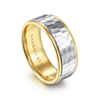 Thomas - 14K White-Yellow Gold 8mm - Hammered Men's Wedding Band