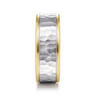 Thomas - 14K White-Yellow Gold 8mm - Hammered Men's Wedding Band