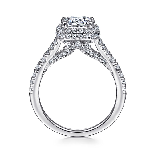 Thyme - 14K White Gold Cushion Halo Round Diamond Engagement Ring - 0.75 ct - Shot 2