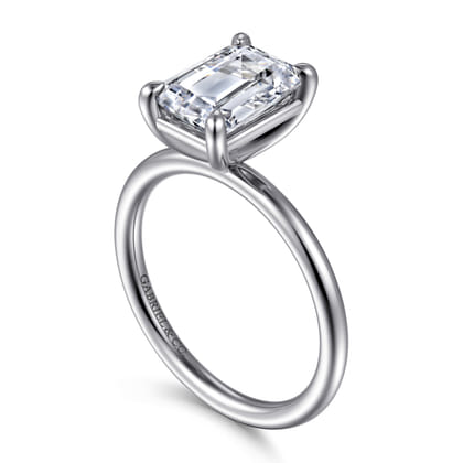 Tiana - 14K White Gold Emerald Cut Solitaire Diamond Engagement Ring