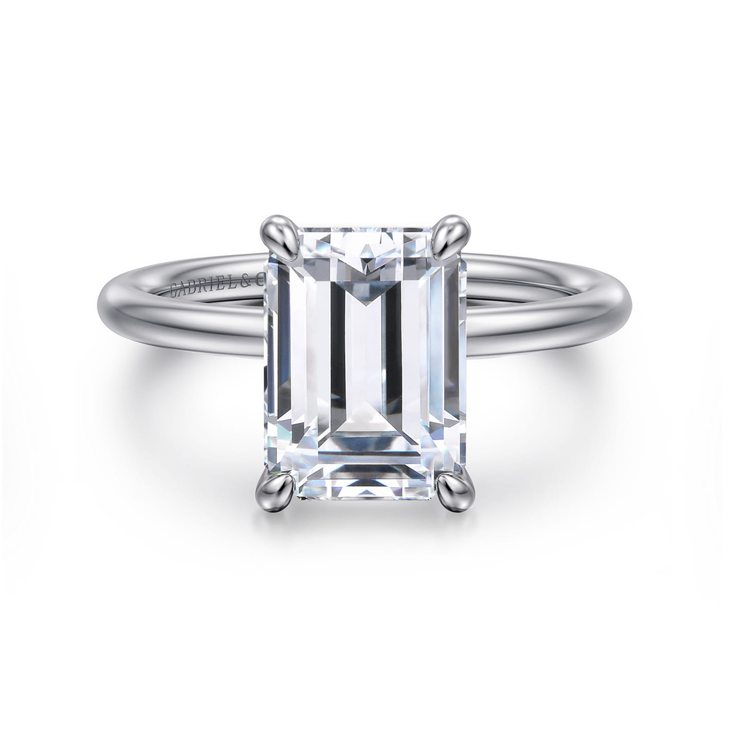 Tiana - 14K White Gold Emerald Cut Solitaire Diamond Engagement Ring