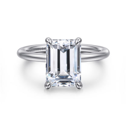 Tiana - 14K White Gold Emerald Cut Solitaire Diamond Engagement Ring