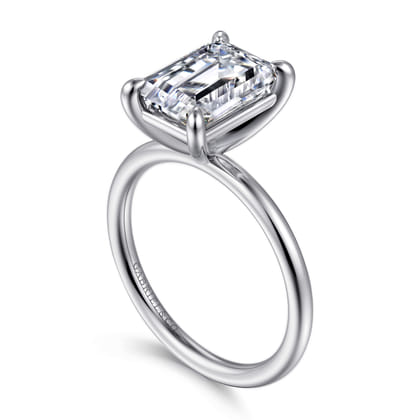 Tiana - 14K White Gold Emerald Cut Solitaire Diamond Engagement Ring