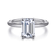 Tiana - 14K White Gold Emerald Cut Solitaire Diamond Engagement Ring