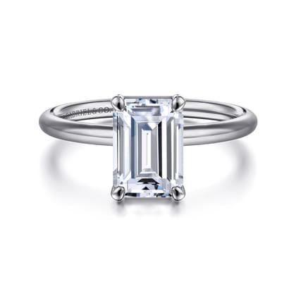 Tiana - 14K White Gold Emerald Cut Solitaire Diamond Engagement Ring