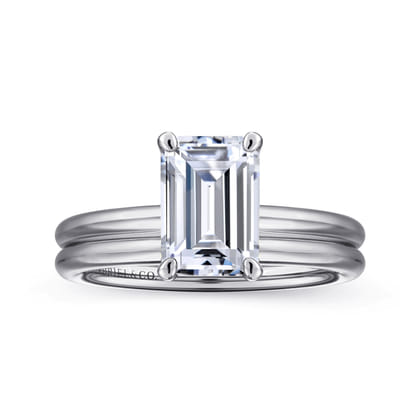 Tiana - 14K White Gold Emerald Cut Solitaire Diamond Engagement Ring