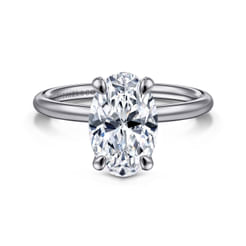 14K White Gold Oval Solitaire Diamond Engagement Ring